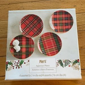 Rare Plaid pier one plates Retired item